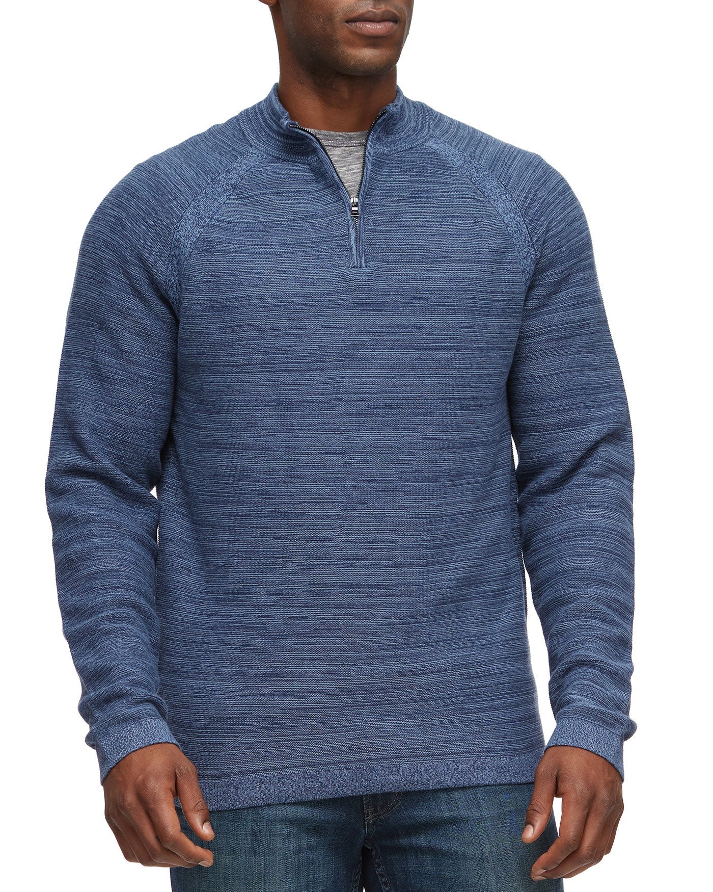 FLOYDALE MARLED RAGLAN 1/4-ZIP SWEATER