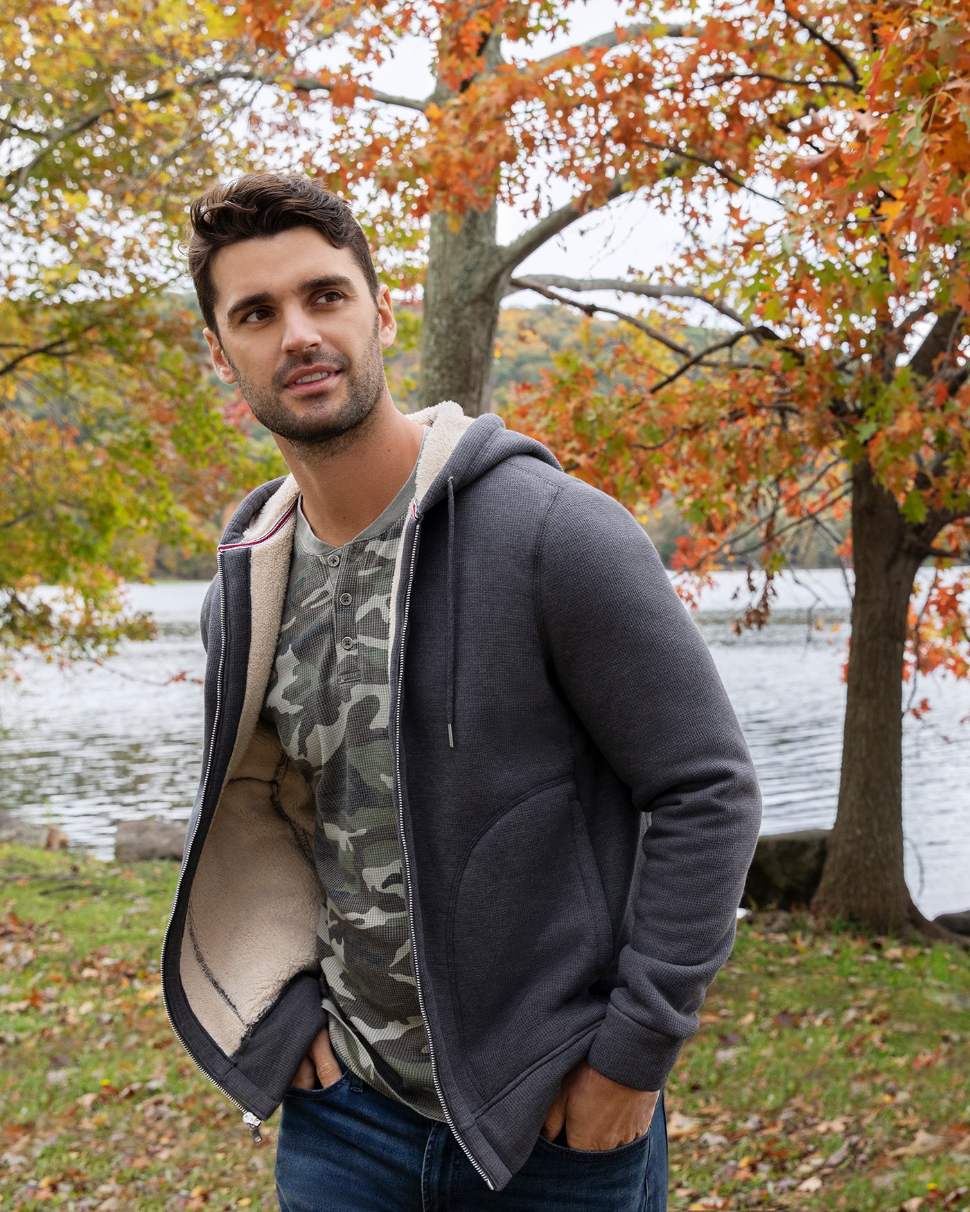 Mens full zip deals sherpa hoodie