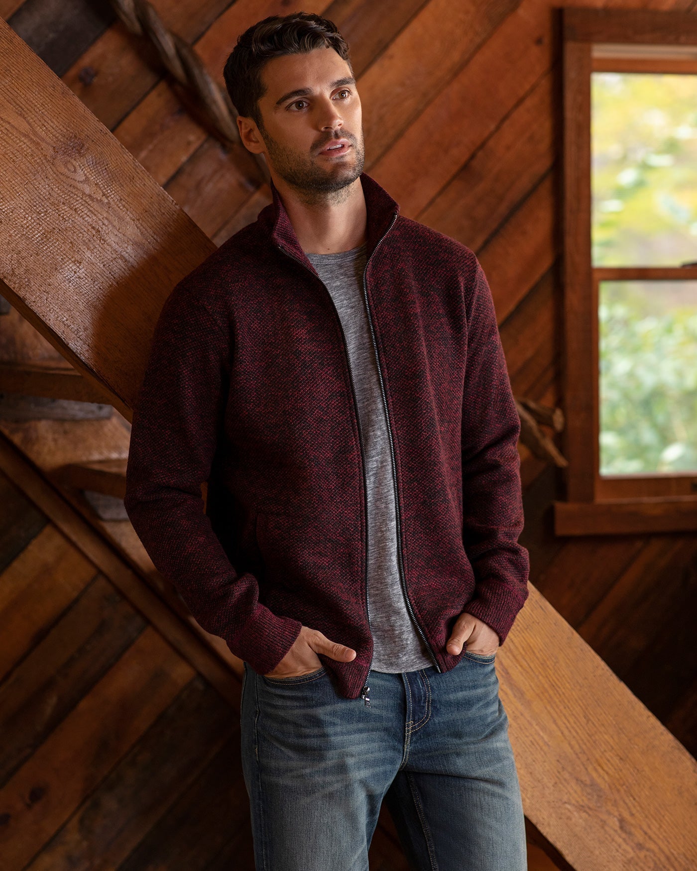 RHINELAND FLEECE LINED FULL ZIP SWEATER Flag Anthem