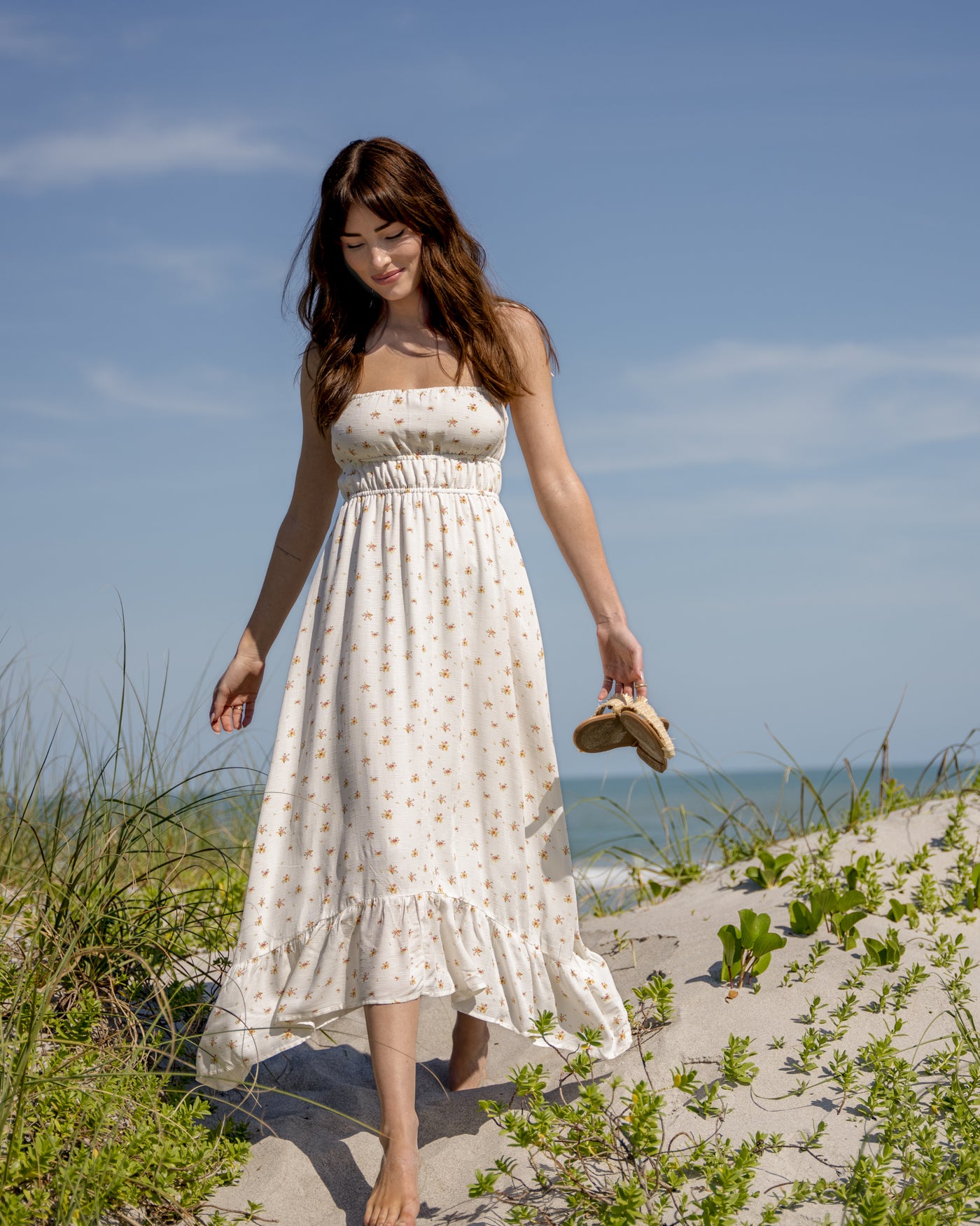 PALOMA FLORAL TIE-STRAP MAXI DRESS