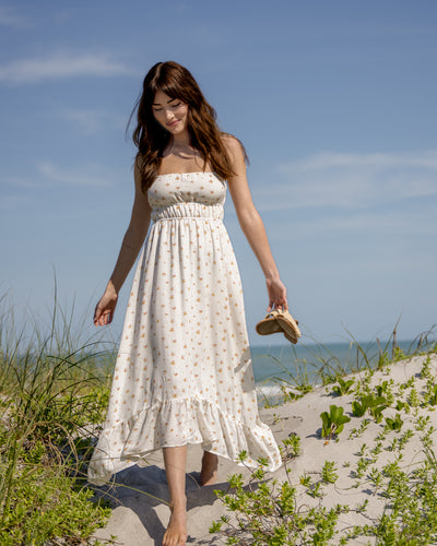 PALOMA FLORAL TIE-STRAP MAXI DRESS
