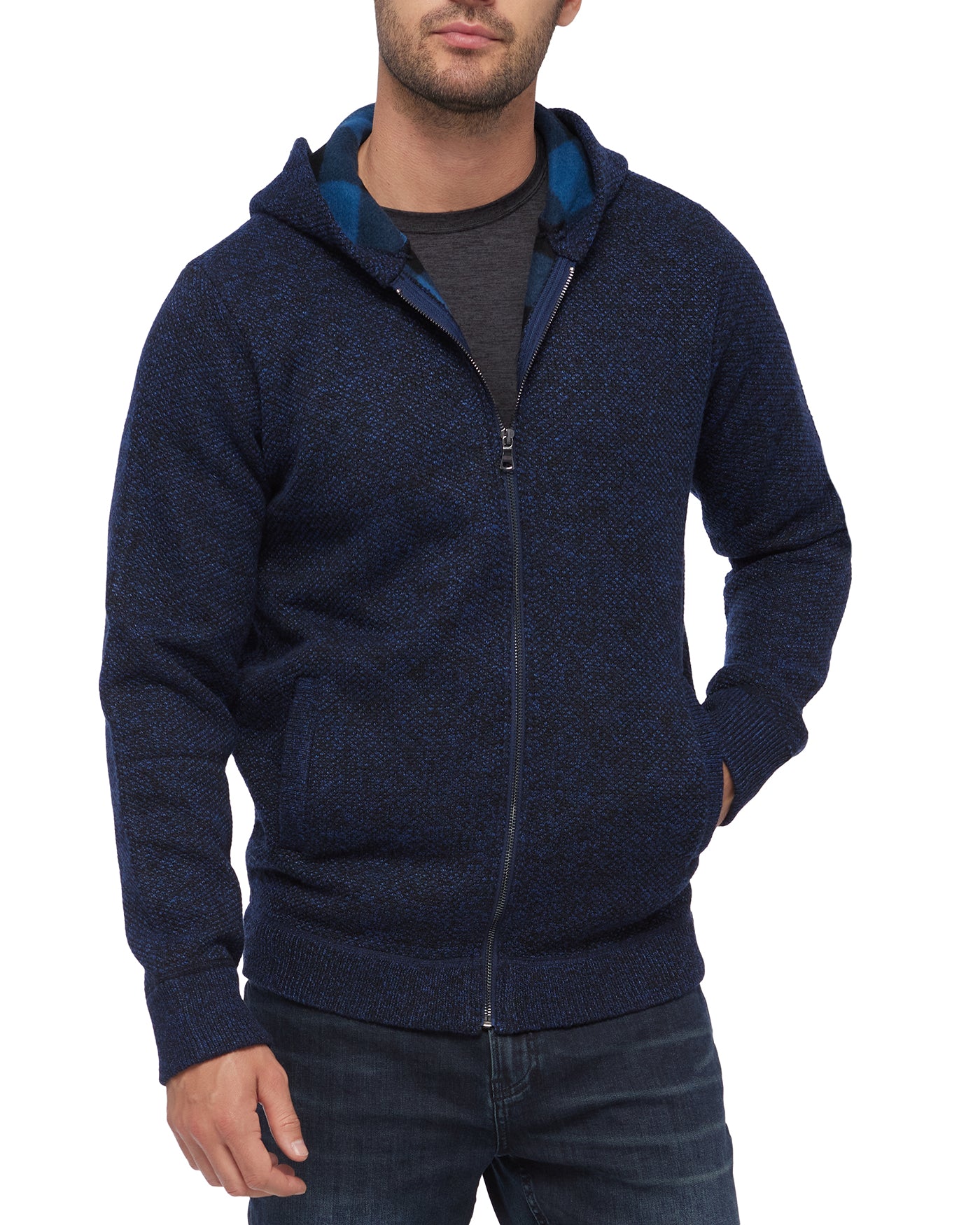RHINELAND FULL-ZIP FLEECE-LINED HOODED SWEATER