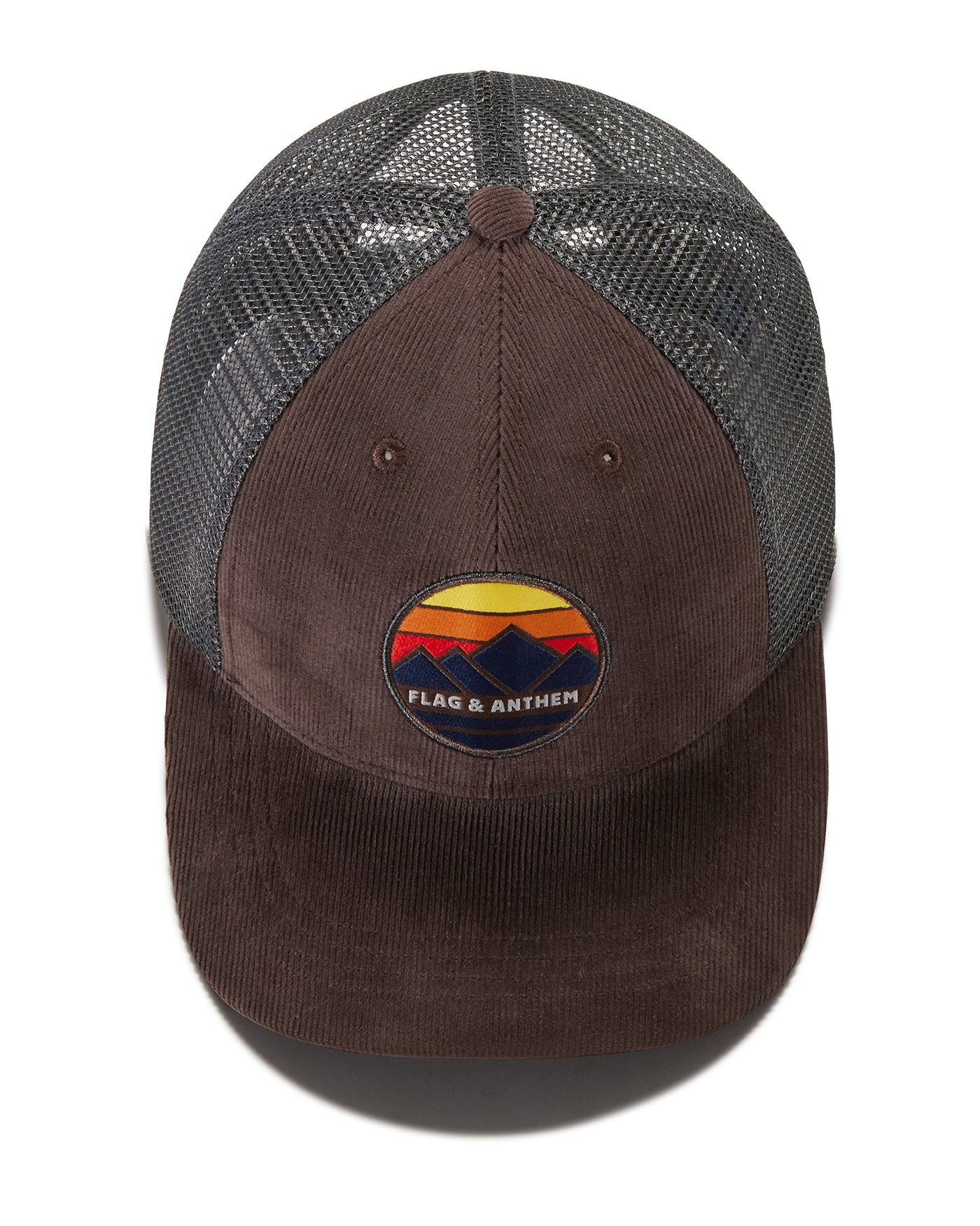 MOUNTAIN SUNSET CORDUROY TRUCKER HAT