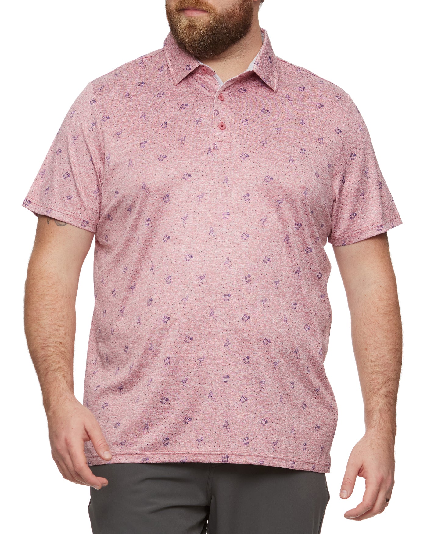 BEAUFORT FLAMINGO PRINT PERFORMANCE POLO BIG & TALL