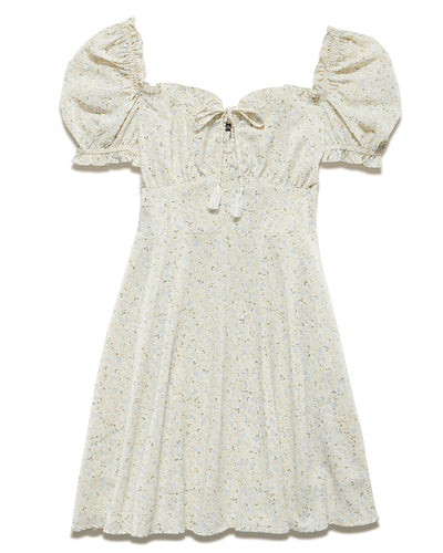 CORINNA FLORAL OFF-THE-SHOULDER PUFF SLEEVE MINI DRESS