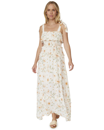 ELSA FLORAL TIE-STRAP SMOCKED MAXI DRESS