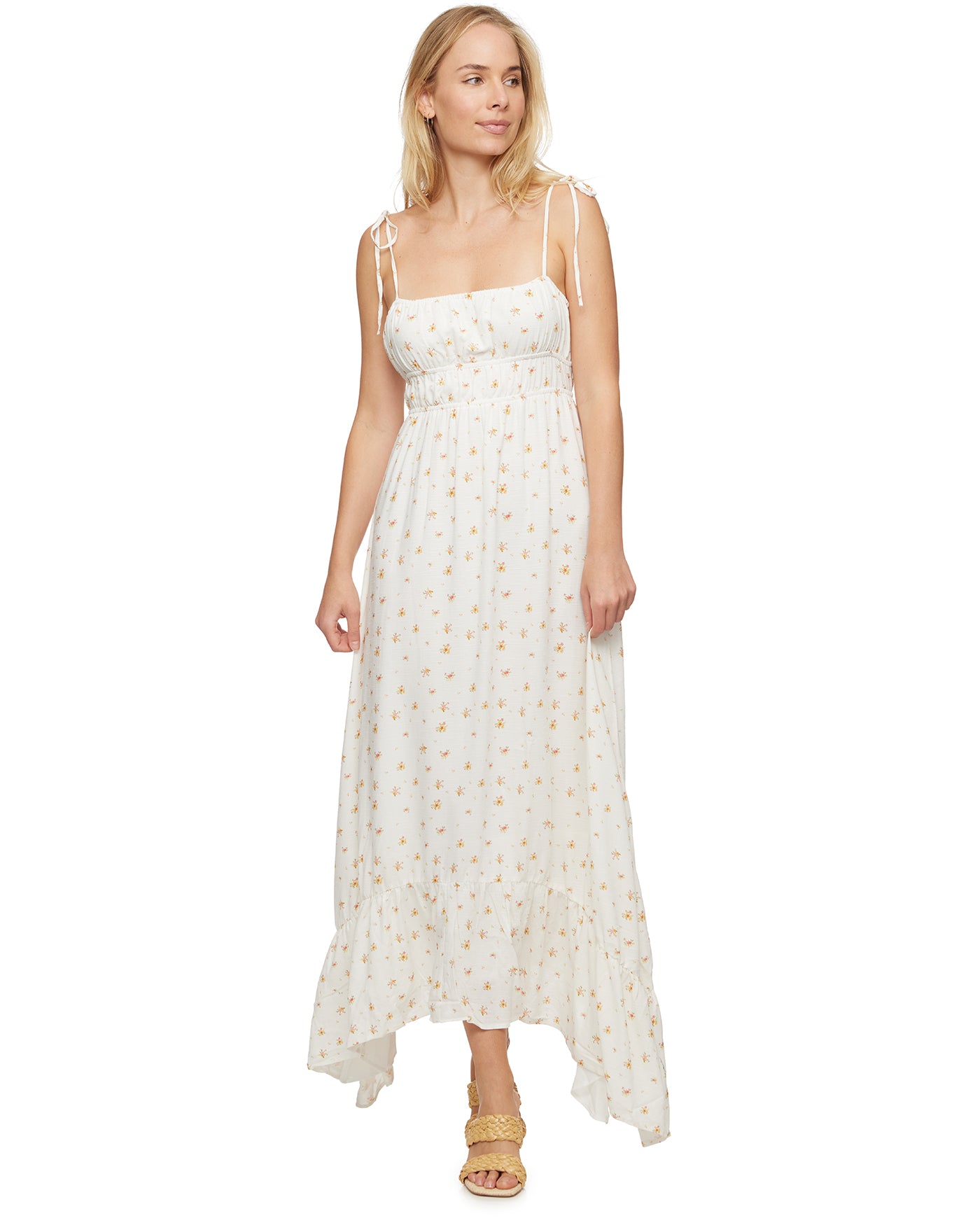 PALOMA FLORAL TIE-STRAP MAXI DRESS