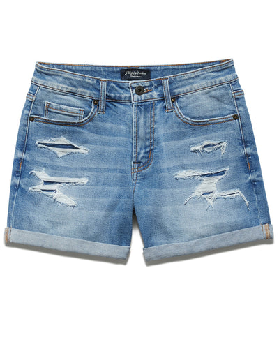 SHELBY DISTRESSED CUFFED DENIM SHORT - 4.5” INSEAM
