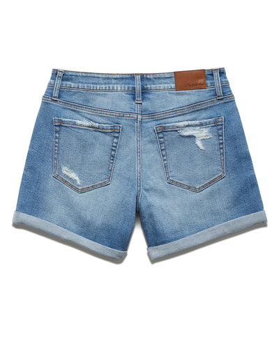 SHELBY DISTRESSED CUFFED DENIM SHORT - 4.5” INSEAM