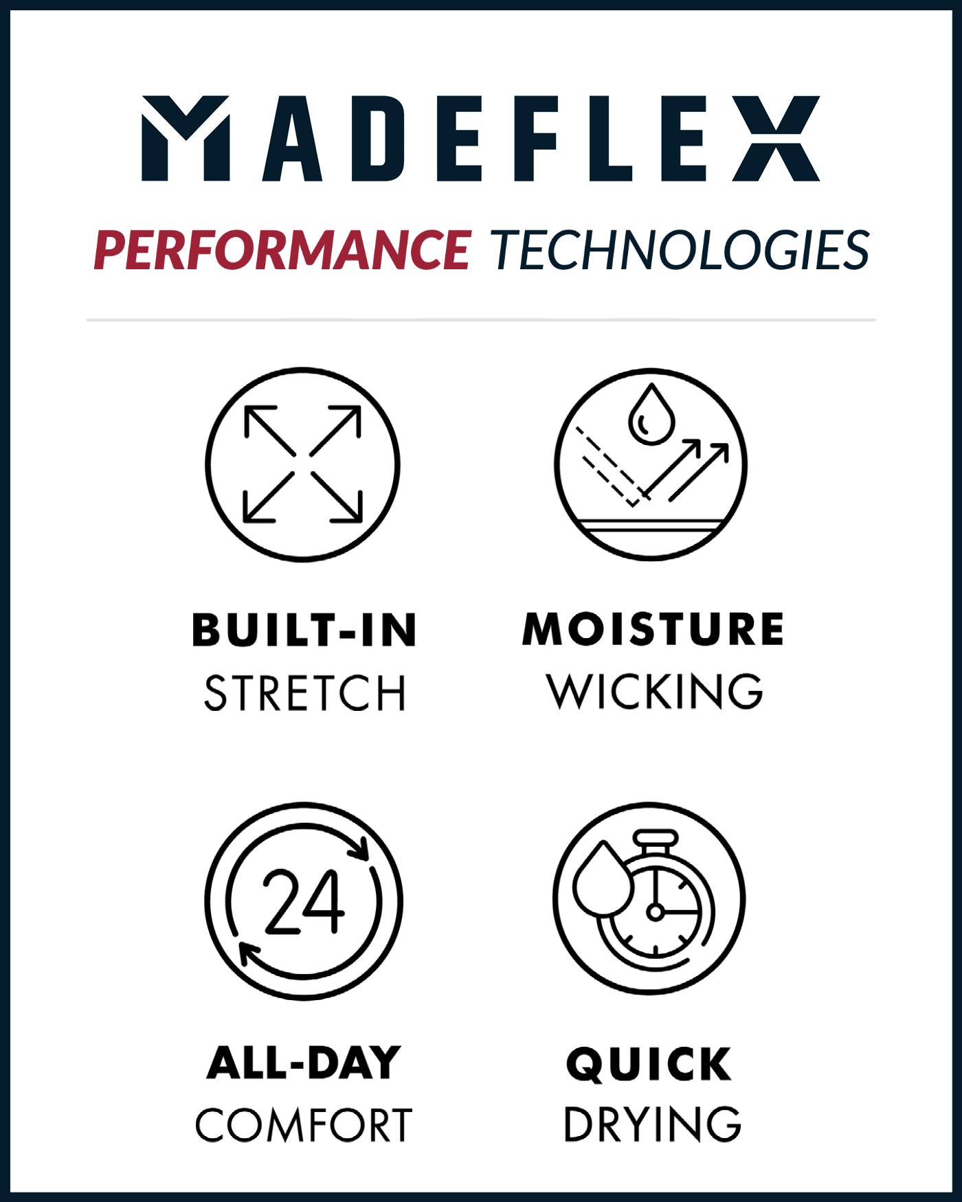MADEFLEX ANY-WEAR HYBRID SHORT - 10" INSEAM