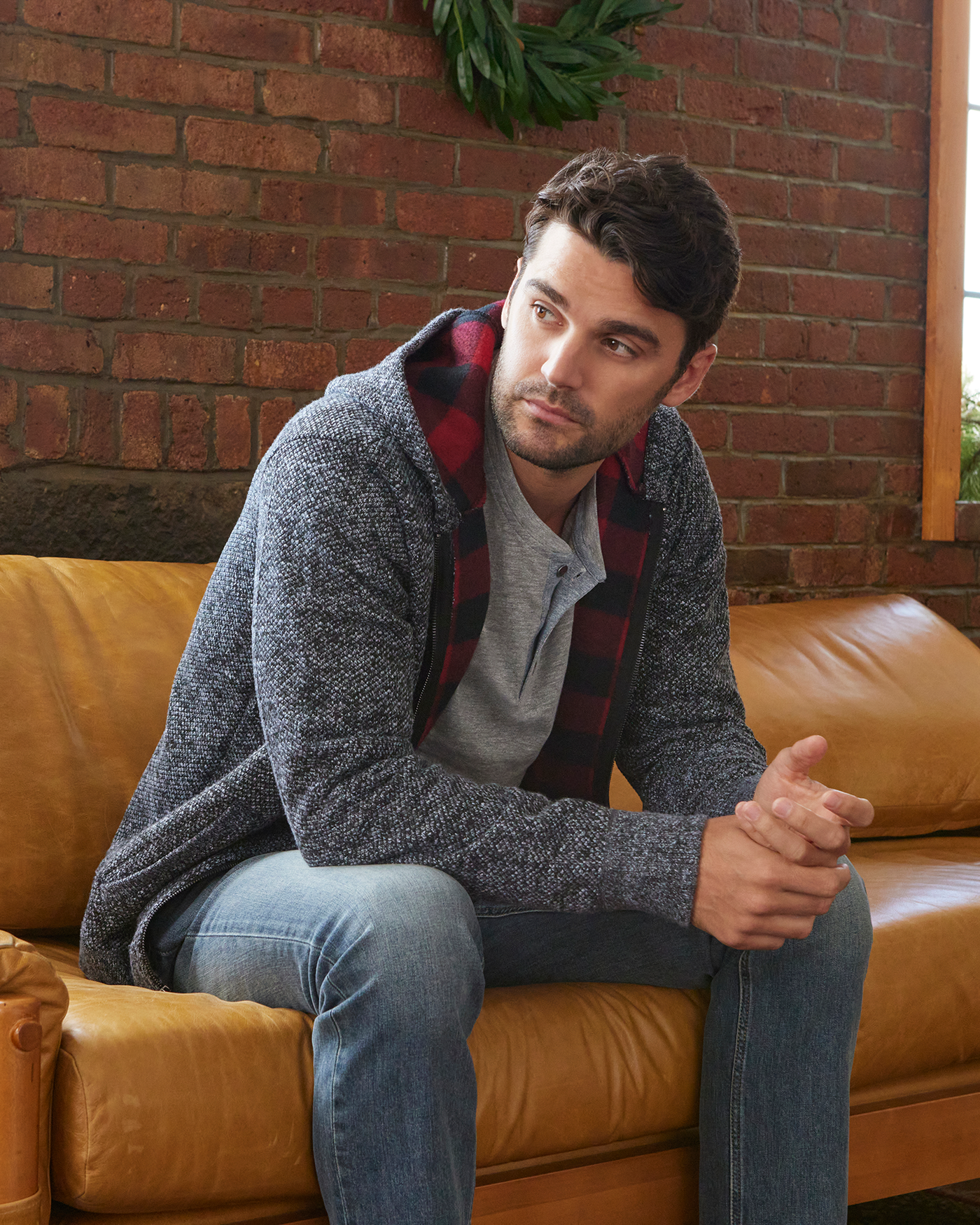 RHINELAND FULL-ZIP FLEECE-LINED HOODED SWEATER
